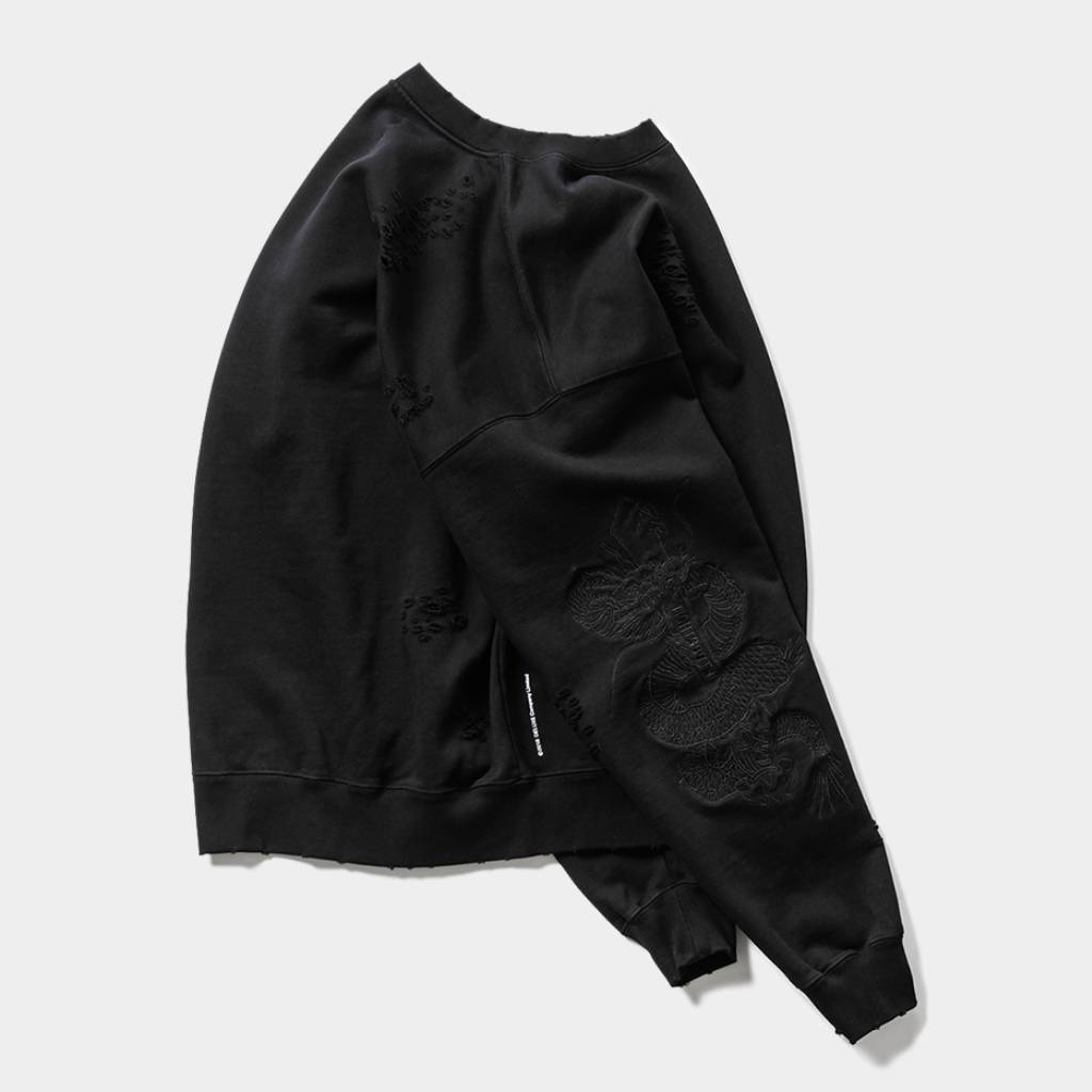 DELUXE | DAMAGE CREW SWEAT #Black [20TH-SW02]