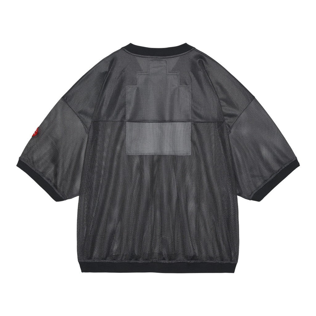 MESH V NECK TOP #GREY [CES25T24]