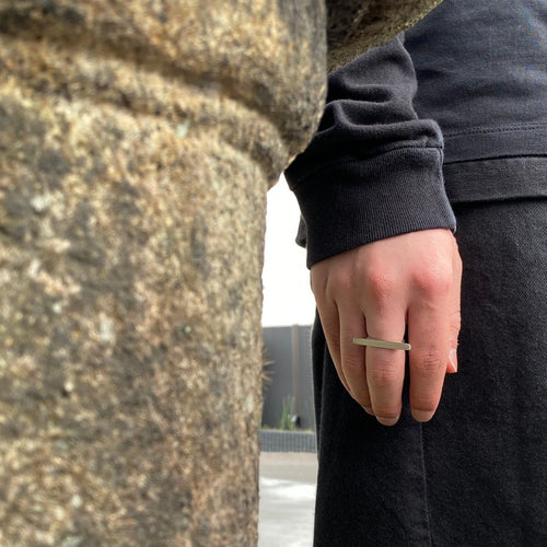 Surface 3D Ring with Hair Line #SILVER [XOR107]