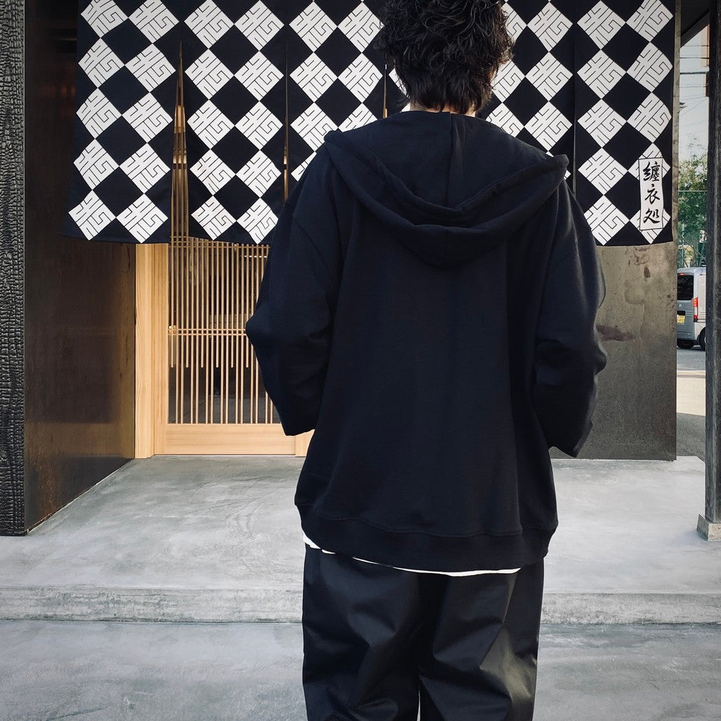 BIO WASHED EASY HOODIE ZIP UP #BLACK [HOD25AWSWEHZU]