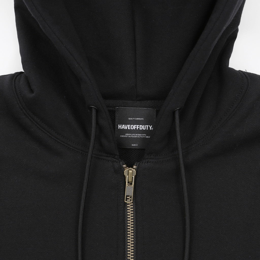 BIO WASHED EASY HOODIE ZIP UP #BLACK [HOD25AWSWEHZU]