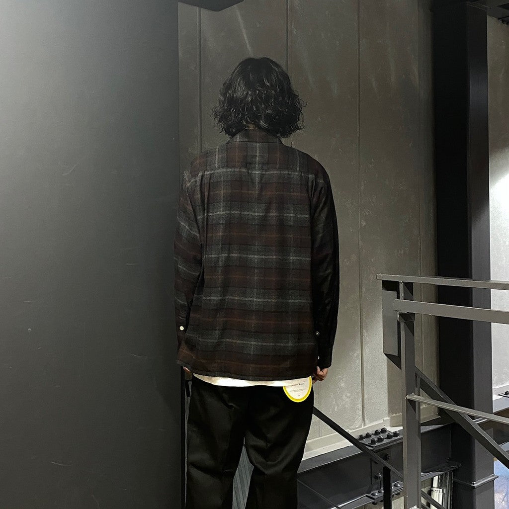 OMBRE CHECK OPEN COLLAR SHIRT L/S ( TYPE-3 ) #BROWN [24FW-WMS-OC03]