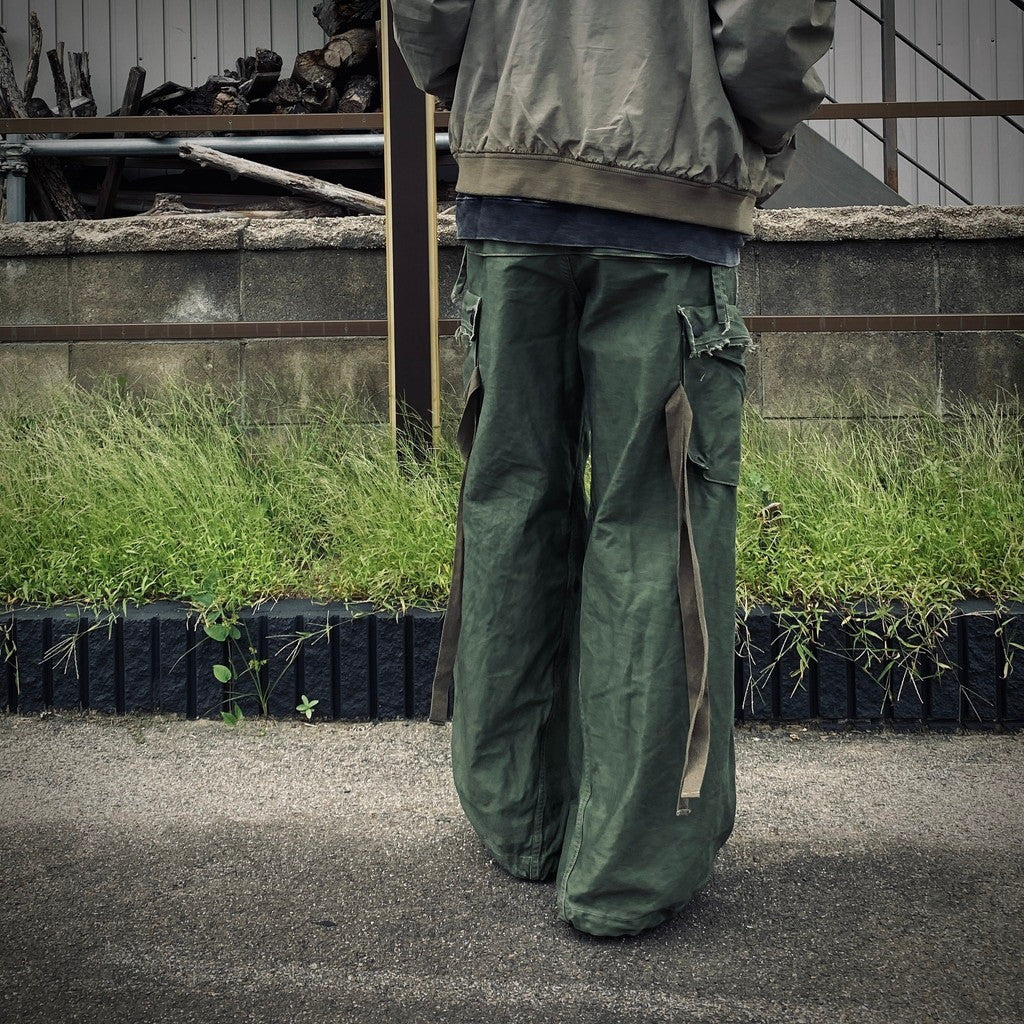 Slash Seam Twist Cargo Pants (PIGMENT DYED MOLESKIN) #OLIVE [M-P2