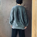 WASHED MIDDLE WEIGHT CREW NECK SWEAT SHIRT ( TYPE-2 ) #GRAY/BLACK [26FWE-WMC-SS04]