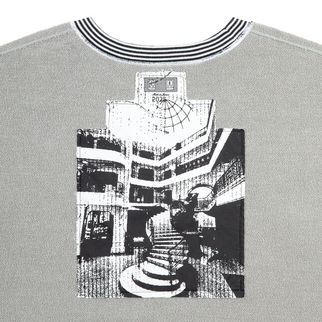 STRIPE RIB SOLID CREW NECK #KHAKI [CES28CS05]