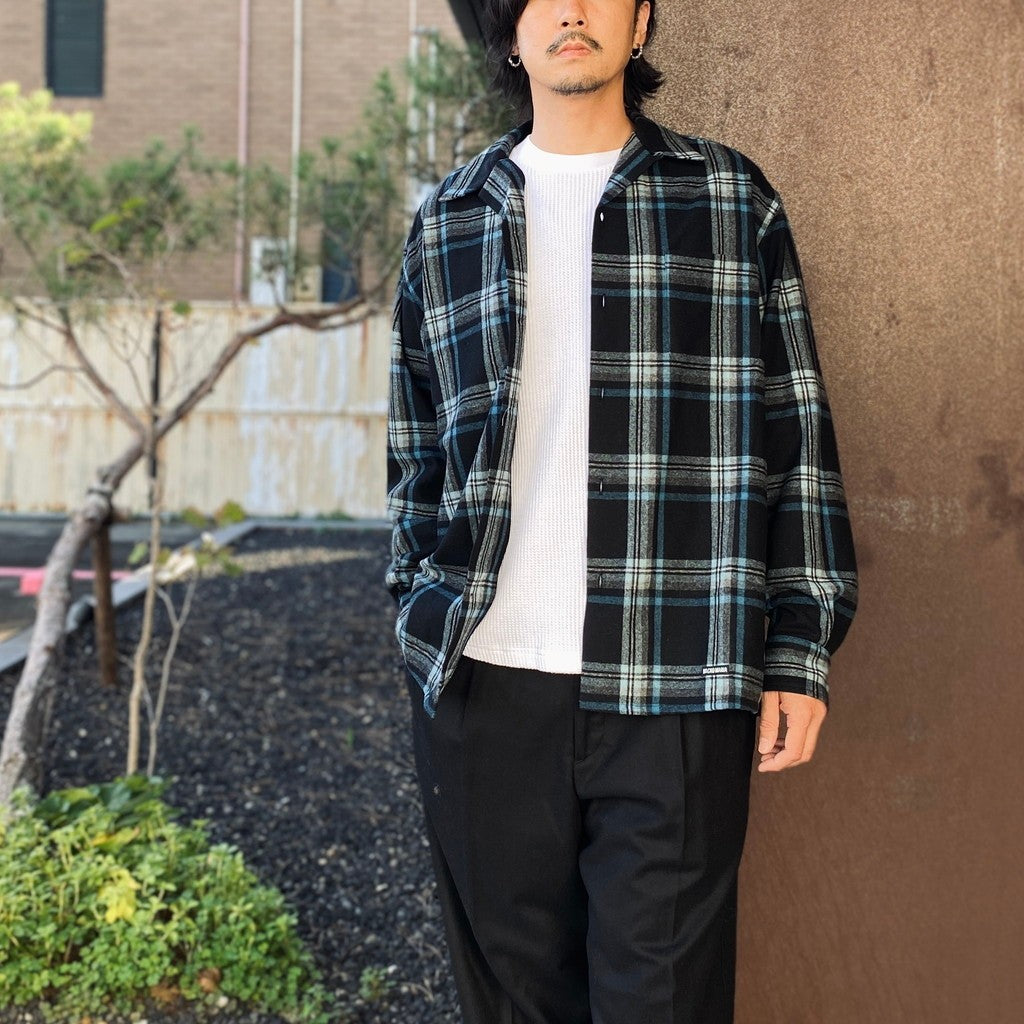 PENDLETON | WOOL OMBRE CHECK OPEN COLLAR SHIRT L/S ( TYPE-3 ) #BLUE / WHITE [26FW-WMS-PE03]