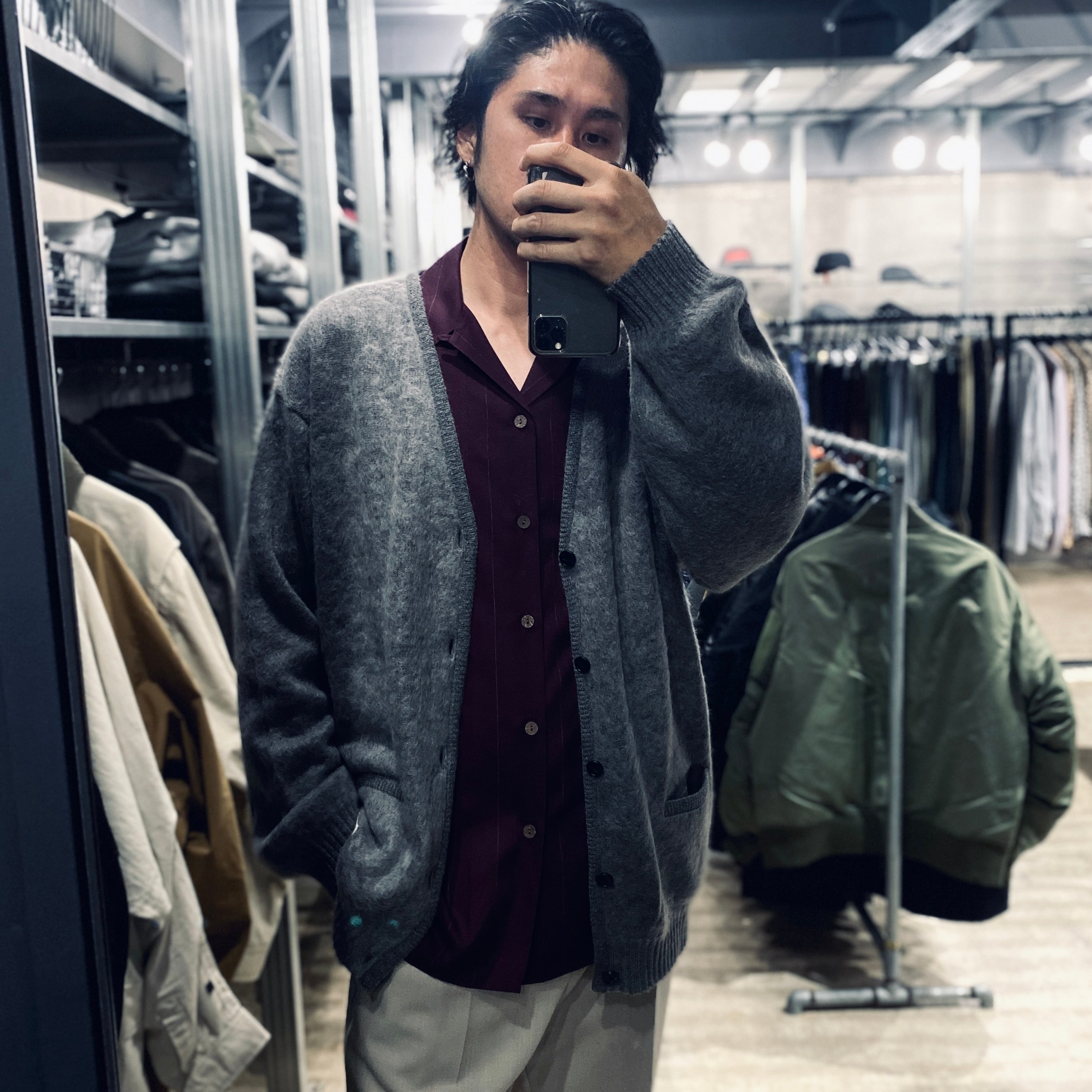 MOHAIR CARDIGAN -TYPE 1- #GRAY [23FW-WMK-KN07]