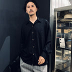 KASURI OPEN COLLAR SHIRT L/S #BLACK [23FW-WMS-OC07]