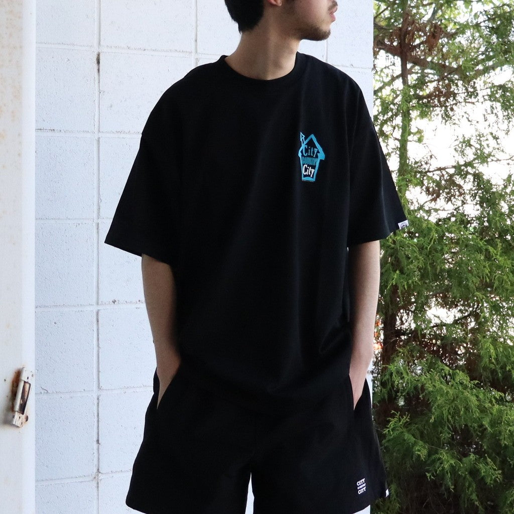 COTTON T-SHIRT_CITY HOUE #BLACK [CCC-261T007]