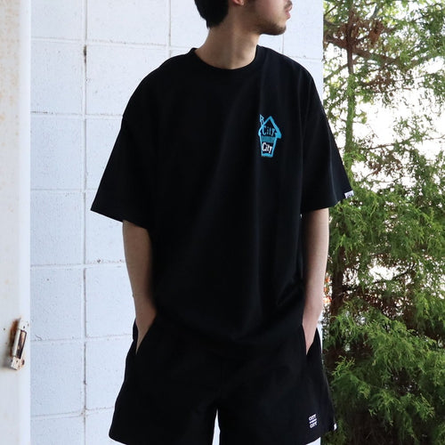 COTTON T-SHIRT_CITY HOUE #BLACK [CCC-261T007]