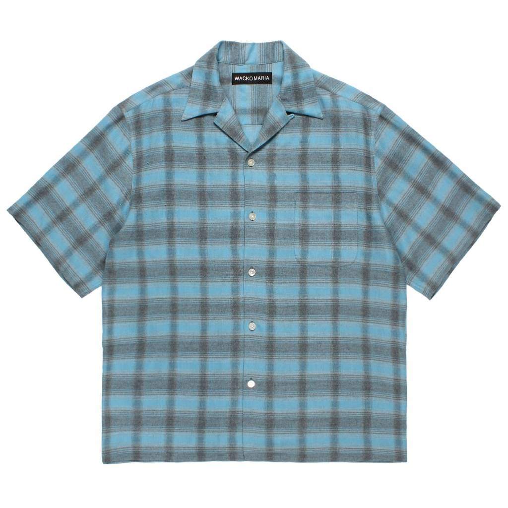 OMBRE CHECK OPEN COLLAR SHIRT S/S ( TYPE-3 ) #BLUE [26SS-WMS-OC14]