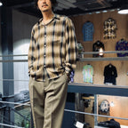 OMBRE CHECK OPEN COLLAR SHIRT L/S -TYPE 4- #BROWN [23FW-WMS-OC04]