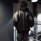 LEATHER VARSITY JACKET -A- -TYPE 2- #BLACK [23FW-WMO-BL03]