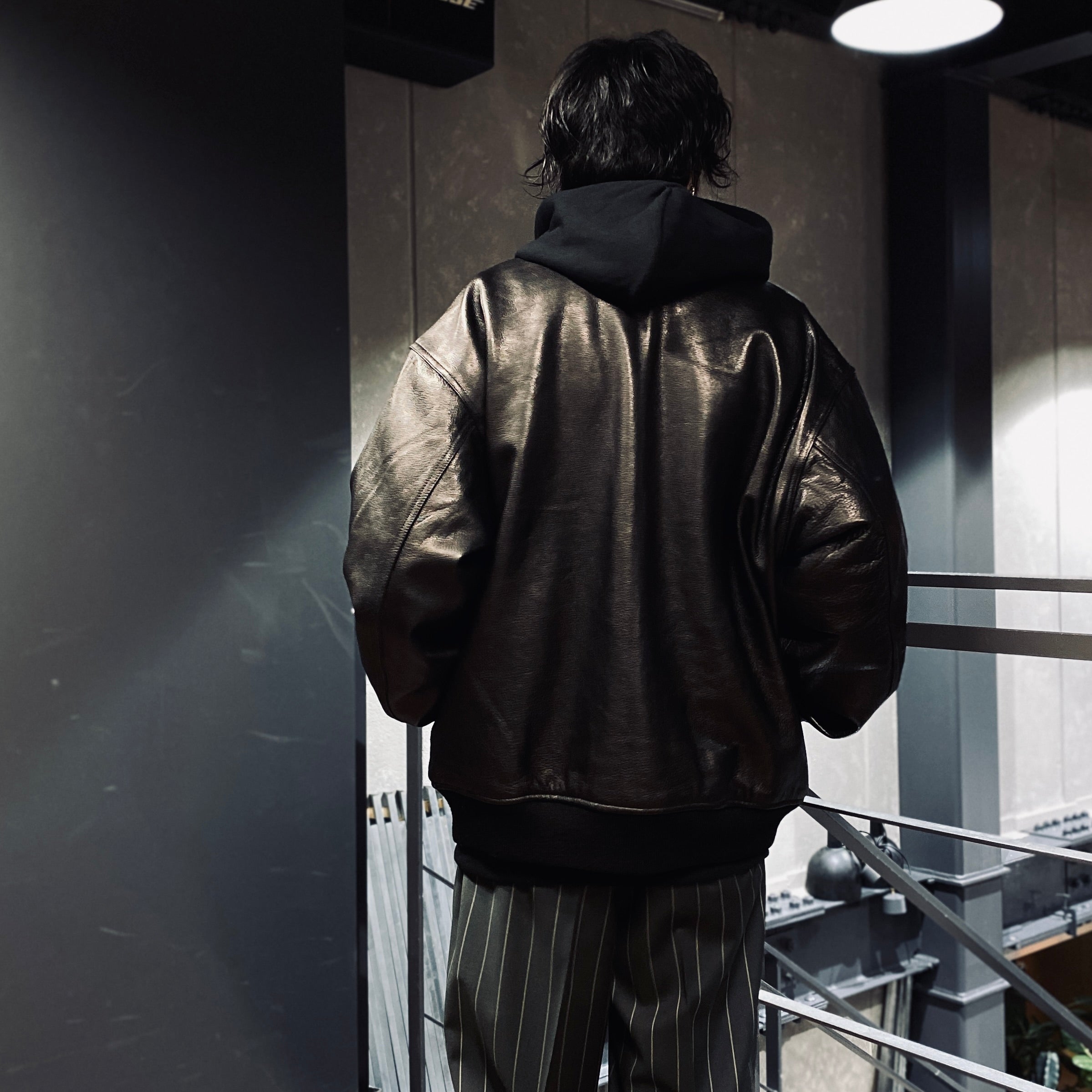 LEATHER VARSITY JACKET -A- -TYPE 2- #BLACK [23FW-WMO-BL03]