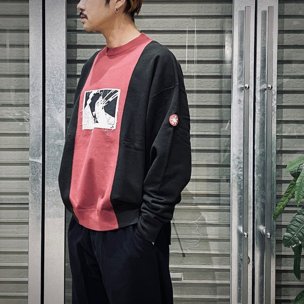 PANELED TWO TONE CREW NECK #RED [CES25CS13]