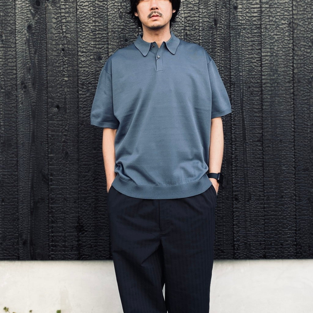TECH KNIT POLO S/S #SMOKE BLUE [BE-43026]