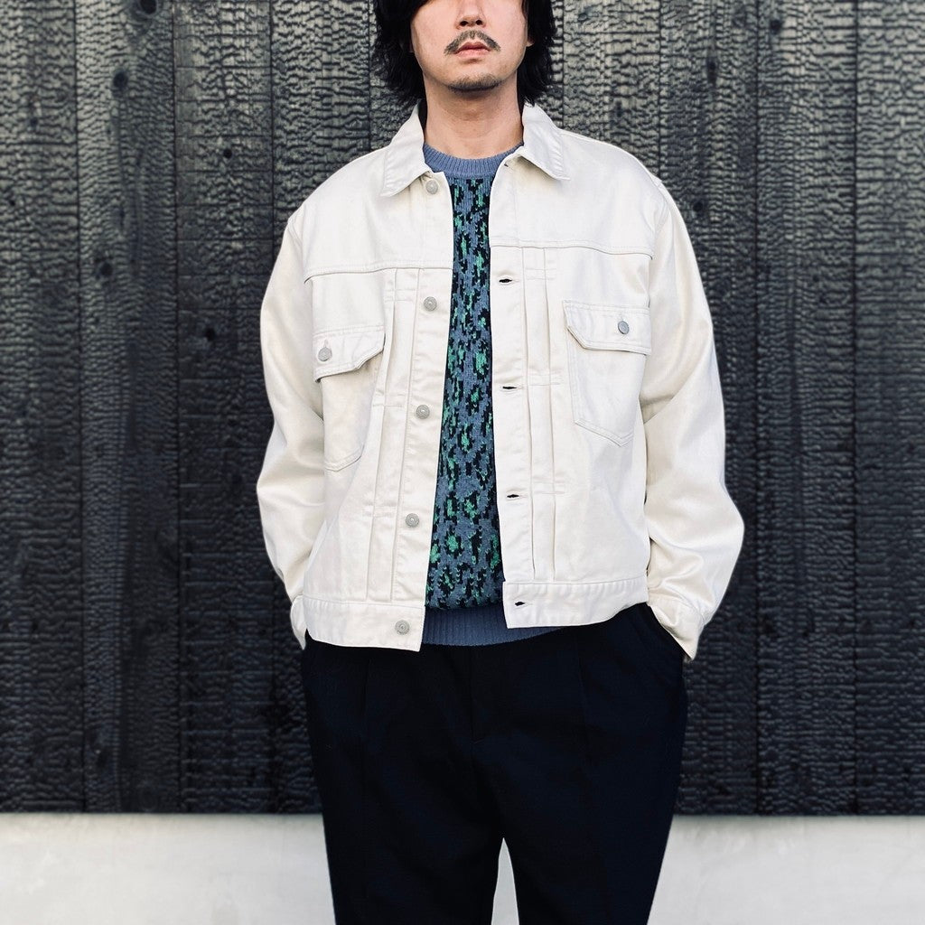 LEOPARD MOHAIR JACQUARD CREW NECK SWEATER #BLUE [26FW-WMK-KN16]