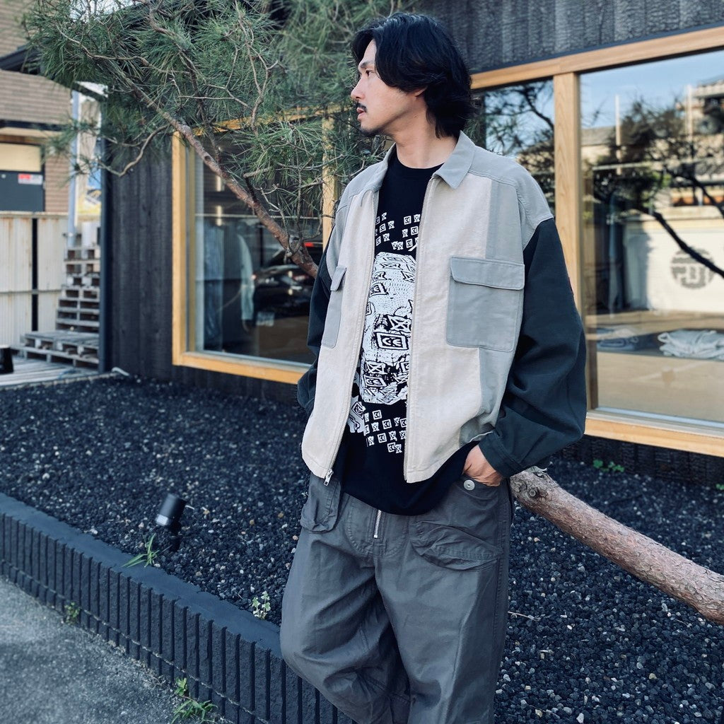 STRIPE CUT SHORT SHIRT JACKET #GREY [CES29JK21]
