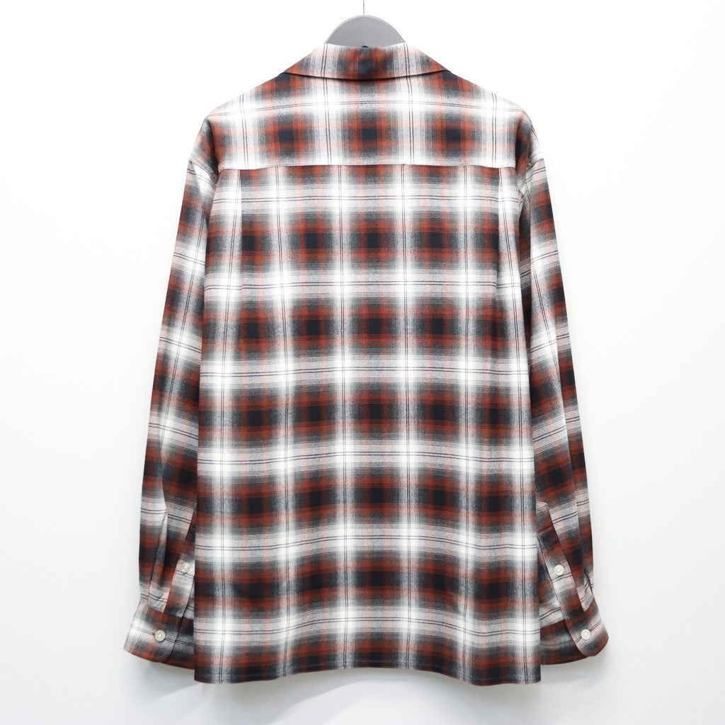 OMBRE CHECK OPEN COLLAR SHIRT L/S ( TYPE-1 ) #BROWN [26SS-WMS-OC11]
