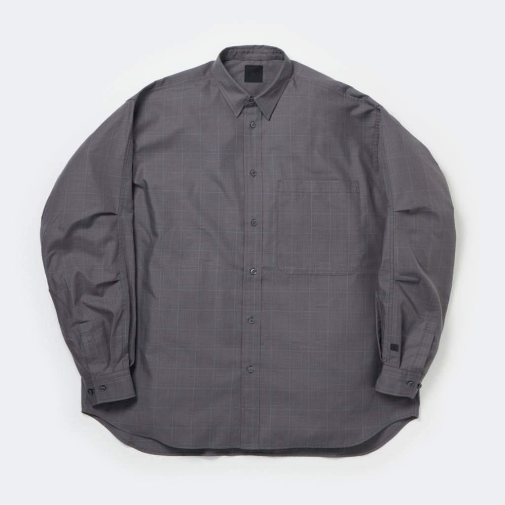 TECH REGULAR COLLAR SHIRT L/S GLEN CHECK #GRAY [BE-82025W]