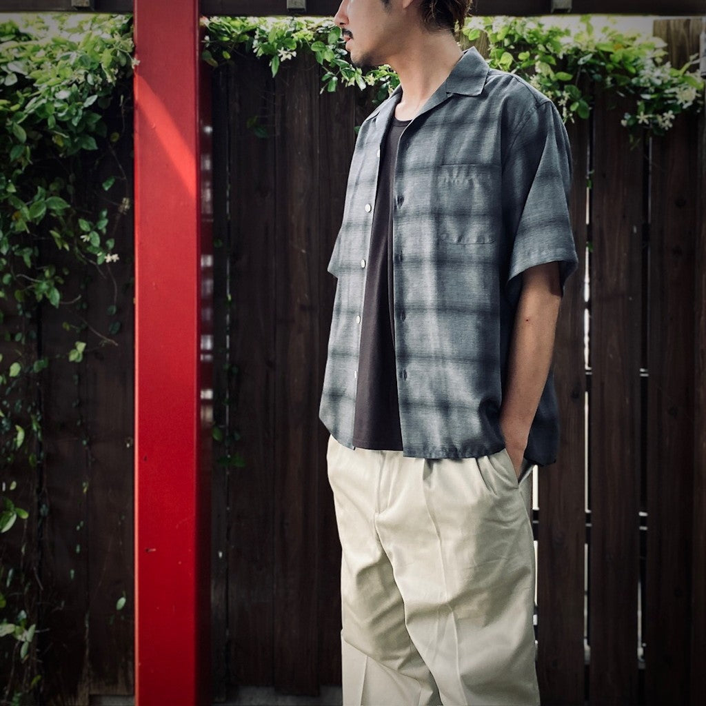 OMBRE CHECK OPEN COLLAR SHIRT S/S ( TYPE-3 ) #GRAY [25SS-WMS-OC20]