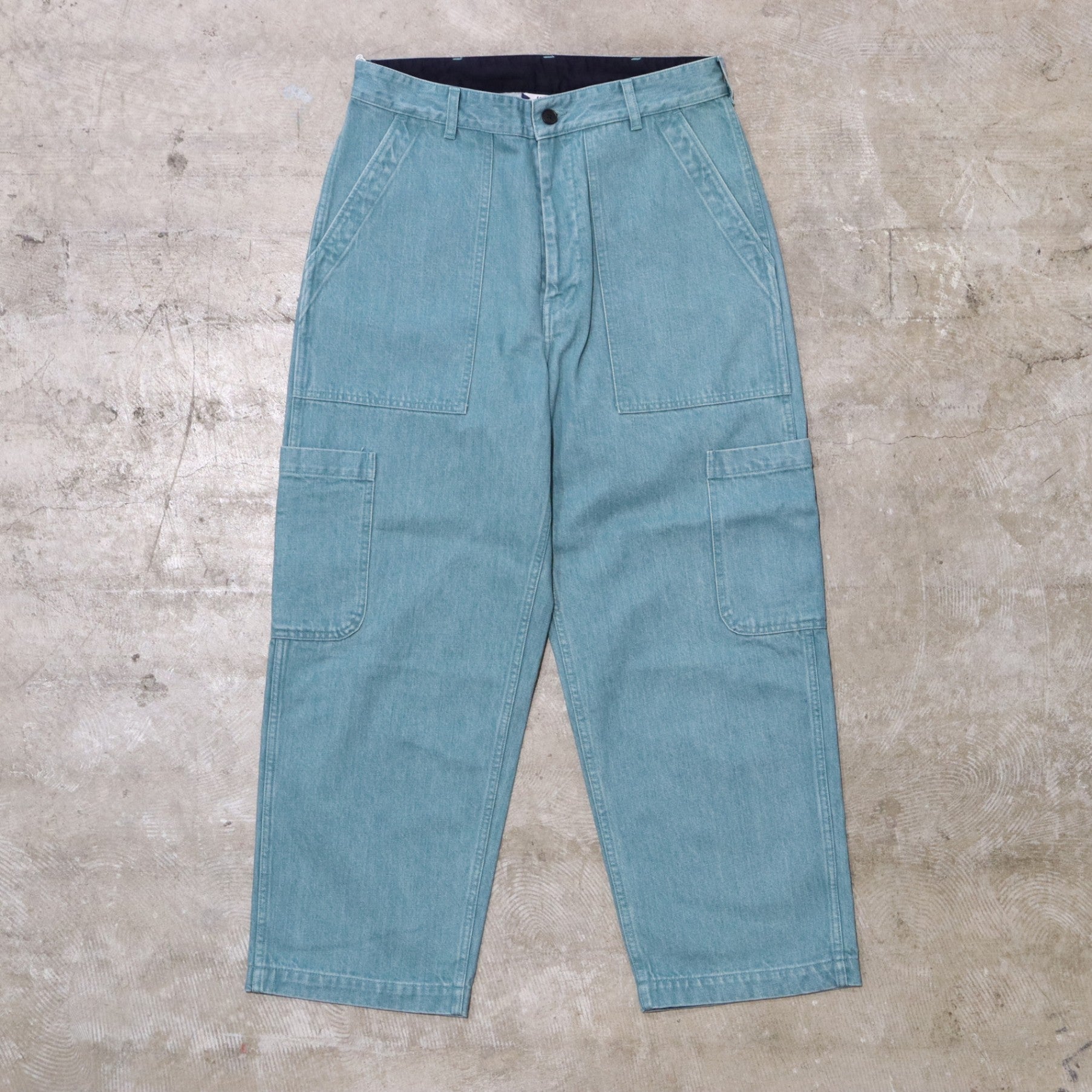 水洗牛仔六口袋工裝褲 #綠色 [SC2420-PN06]