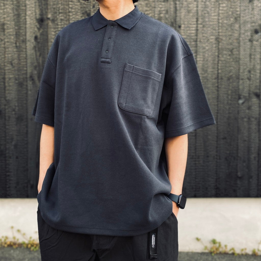 PEN POCKET COLLAR T-SHIRTS #DARK GREY [HOD26-01-TS007]