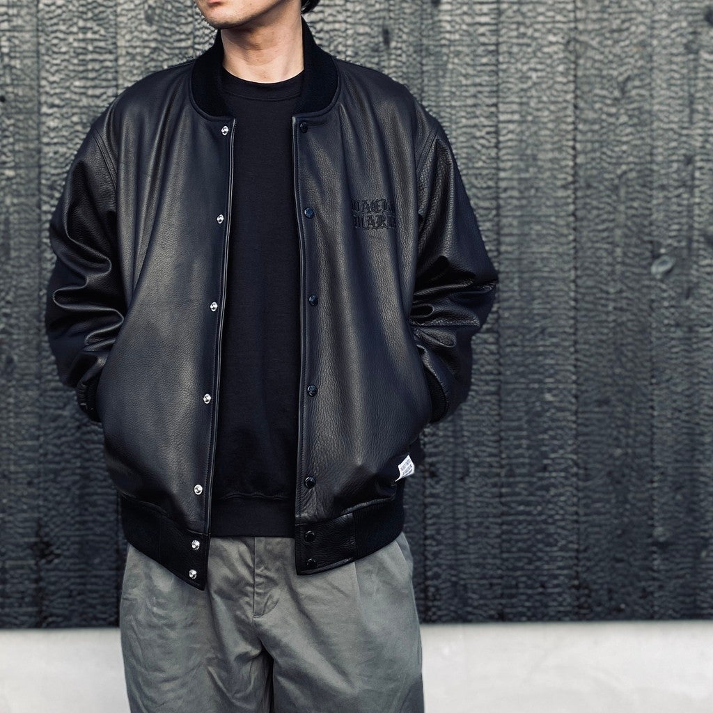 LEATHER VARSITY JACKET ( TYPE-2 ) #BLACK [26SSE-WMO-BL02]