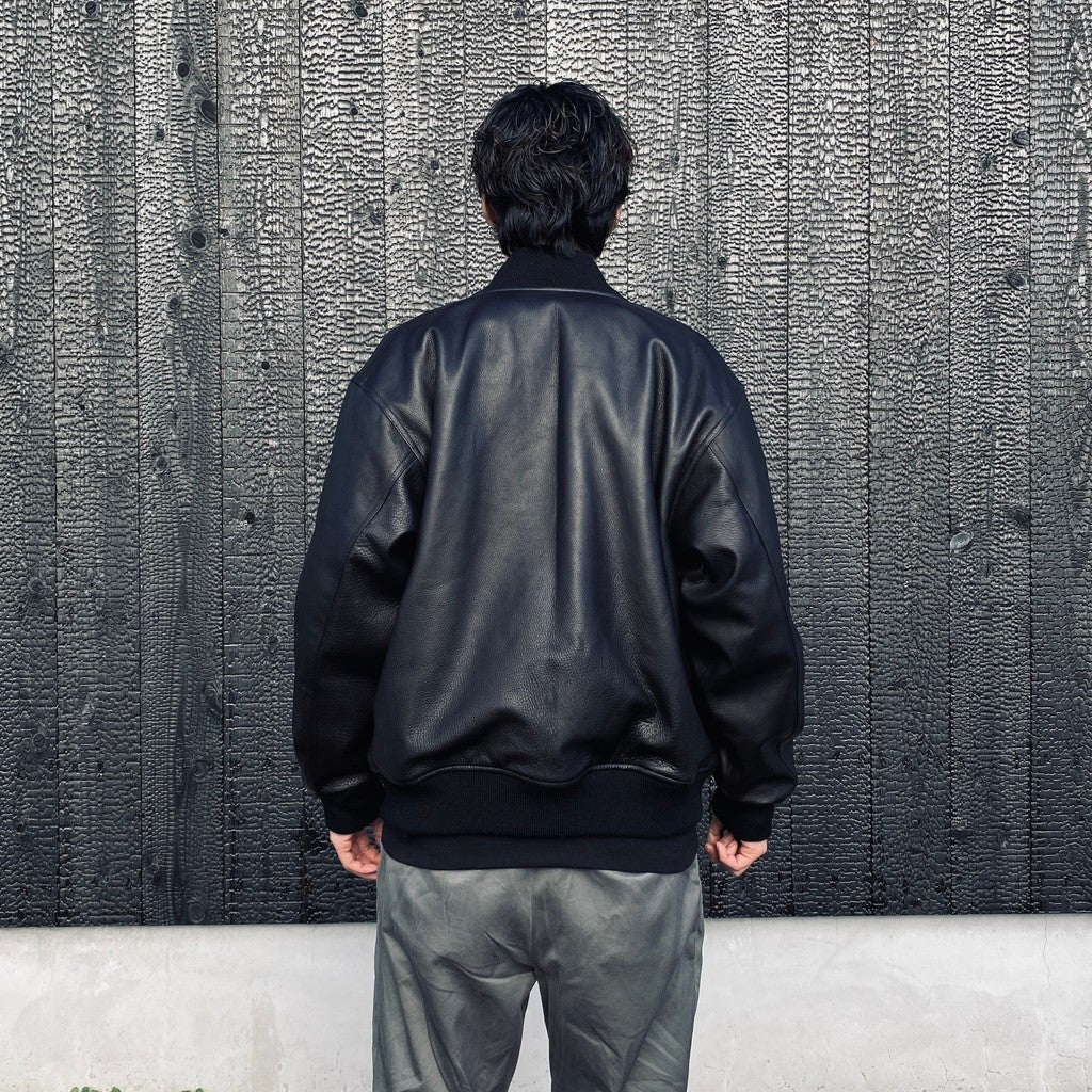 LEATHER VARSITY JACKET ( TYPE-2 ) #BLACK [26SSE-WMO-BL02]