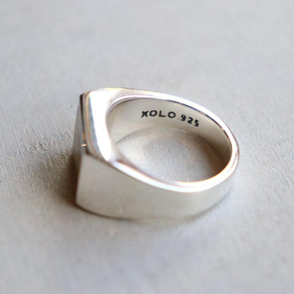 Signet Ring with Gray & Gold Flower #SILVER [XOR125]