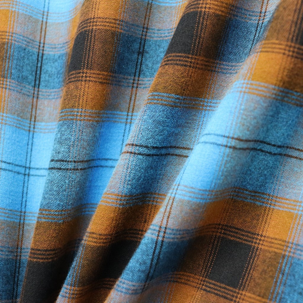 OMBRE CHECK OPEN COLLAR SHIRT L/S ( TYPE-1 ) #BLUE [26SS-WMS-OC11]