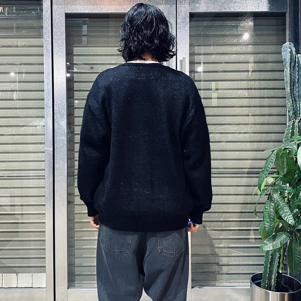 GLITTER MOHAIR CARDIGAN ( TYPE-1 ) #BLACK-RAINBOW [24FW-WMK-KN16]