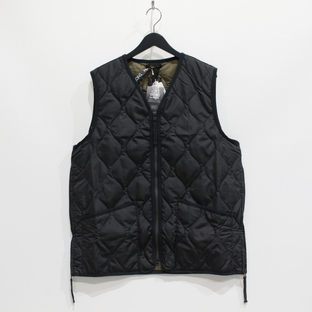 MILITARY W-ZIP V NECK DOWN VEST #BLACK [TAION-001ZML-1]