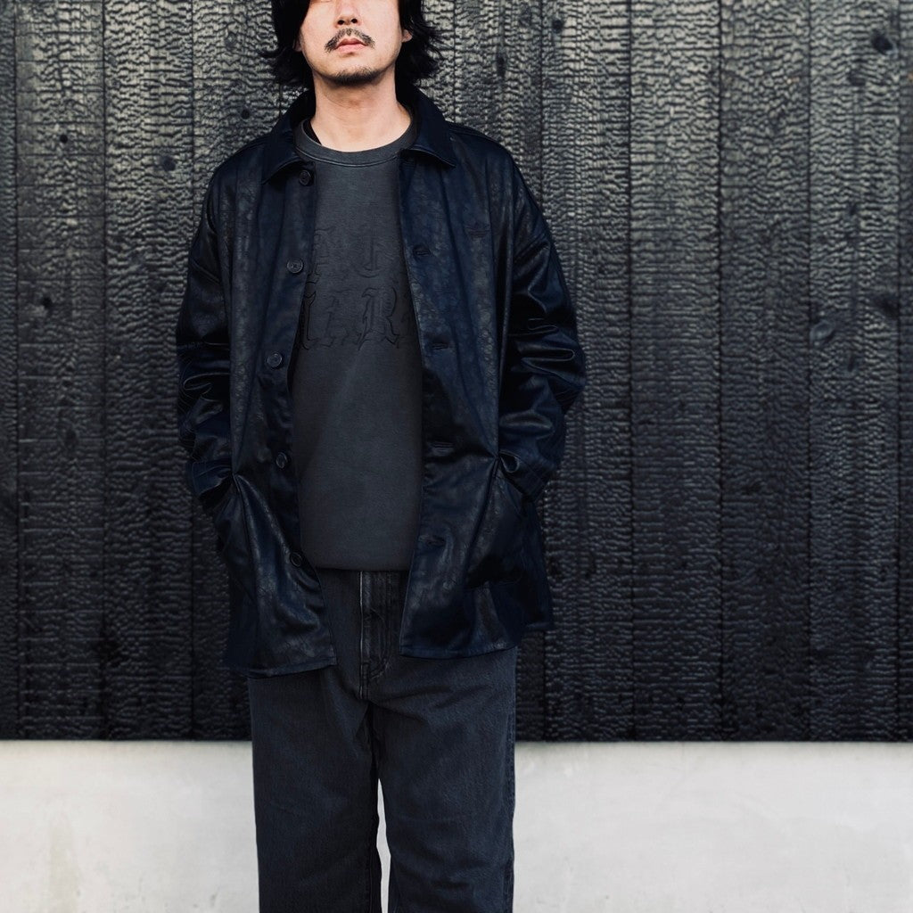 PLEATHER COAT #BLACK [LC8119]