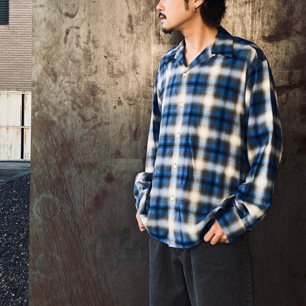 OMBRE CHECK OPEN COLLAR SHIRT L/S ( TYPE-1 ) #BLUE [25FW-WMS-OC05]