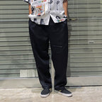 斜紋波西米亞風長褲 #黑色 [24FW-B06]