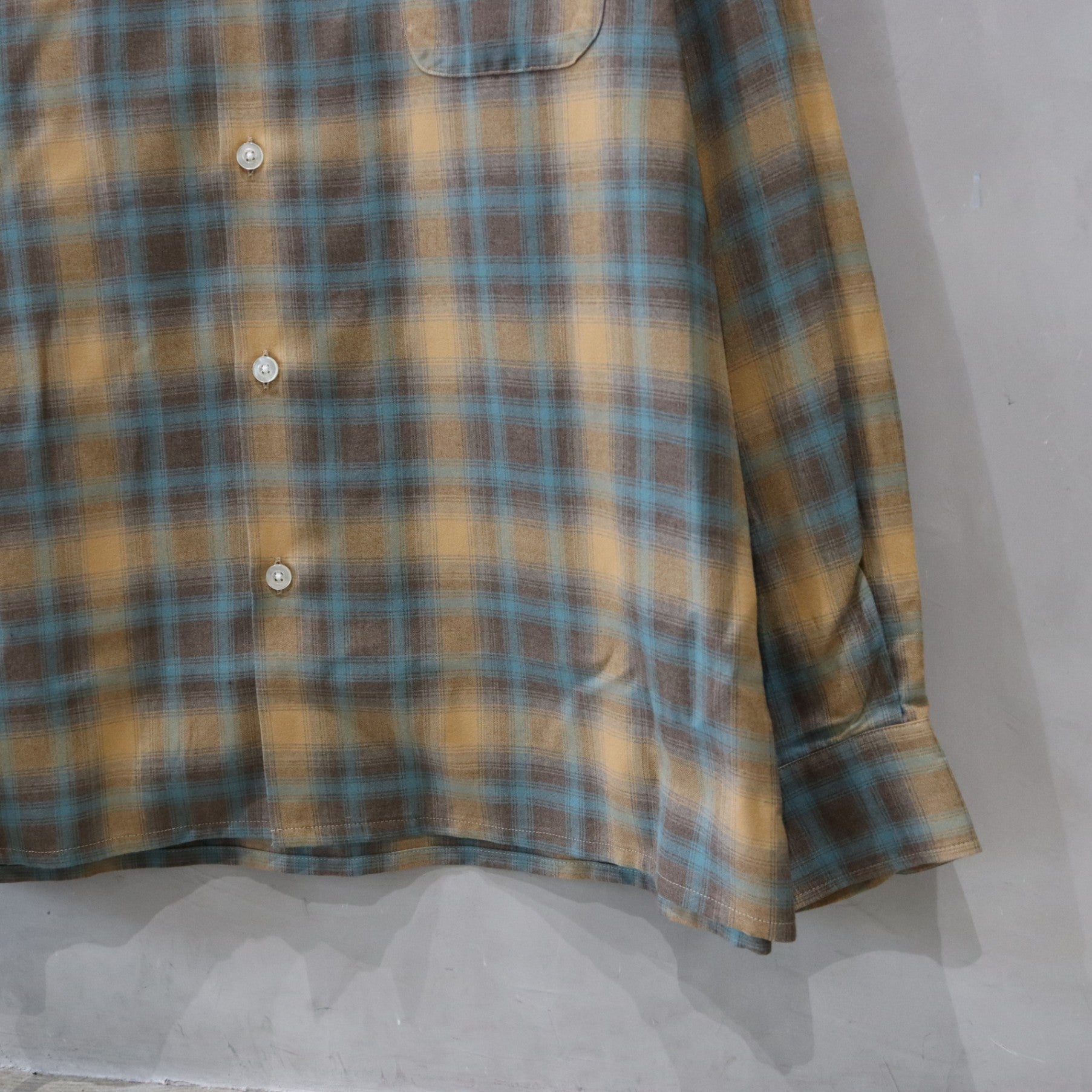 OMBRE CHECK OPEN COLLAR SHIRT L/S ( TYPE-2 ) #BROWN [24FW-WMS-OC02]