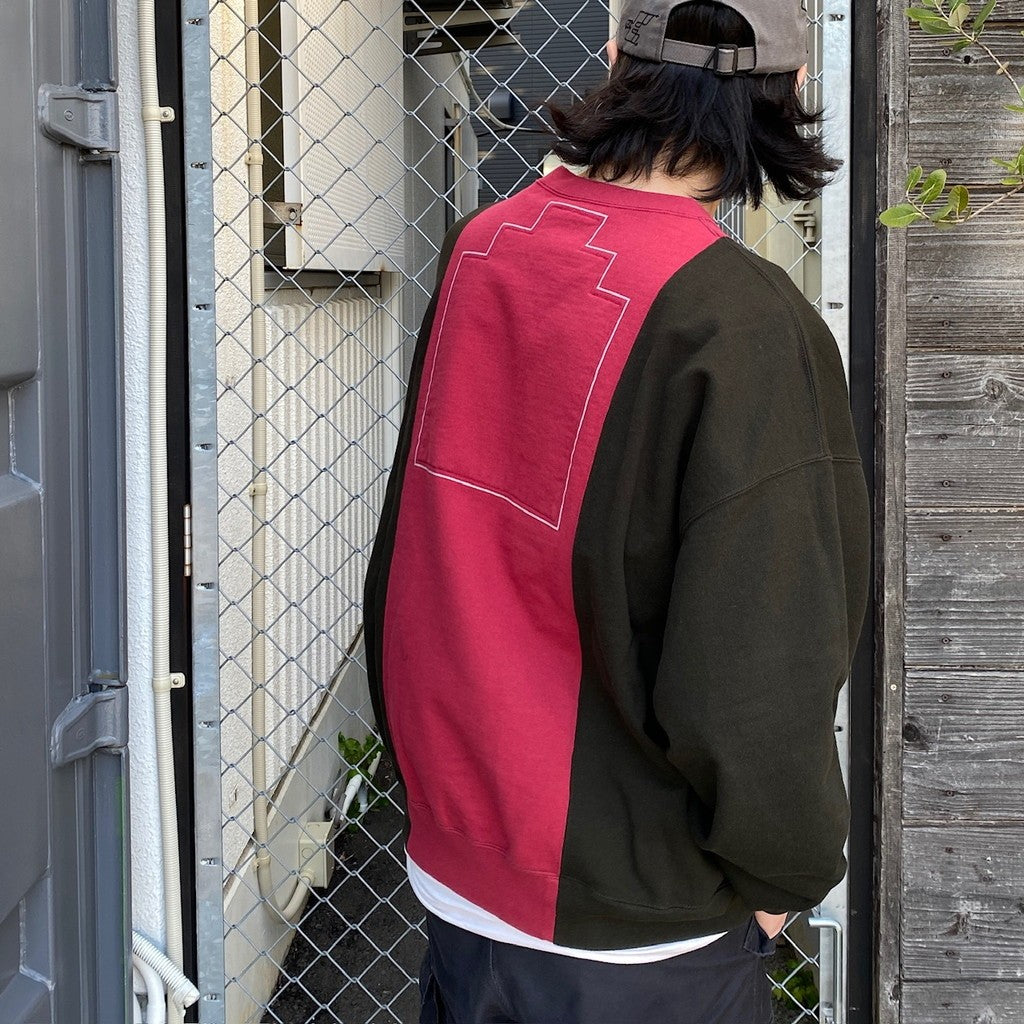 PANELED TWO TONE CREW NECK #RED [CES25CS13]