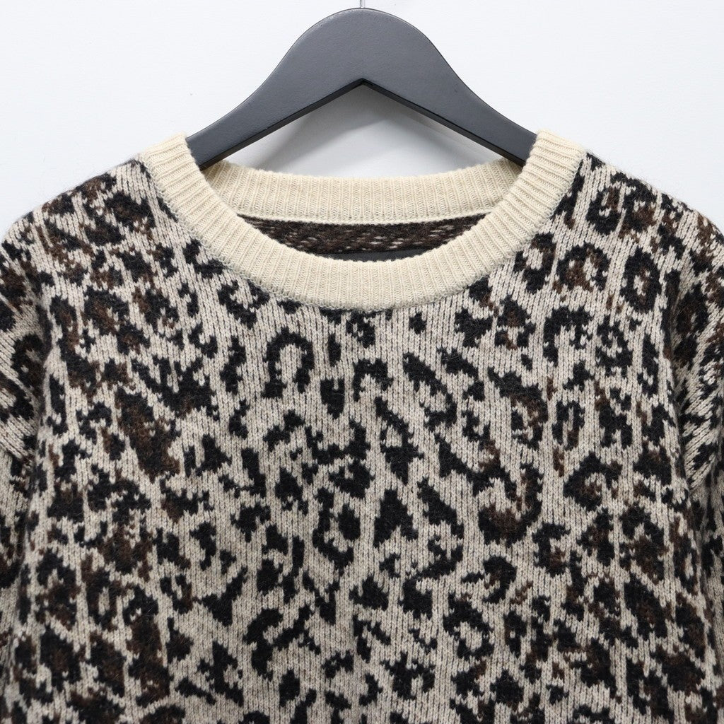 LEOPARD MOHAIR CREW NECK SWEATER #IVORY [25FW-WMK-KN07]
