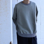 STRIPE RIB SOLID CREW NECK #KHAKI [CES28CS05]