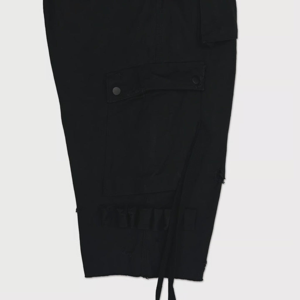 Heavy Cargo Short With Damaged(AGED CANVAS) #BLACK [M-P3-PT10]