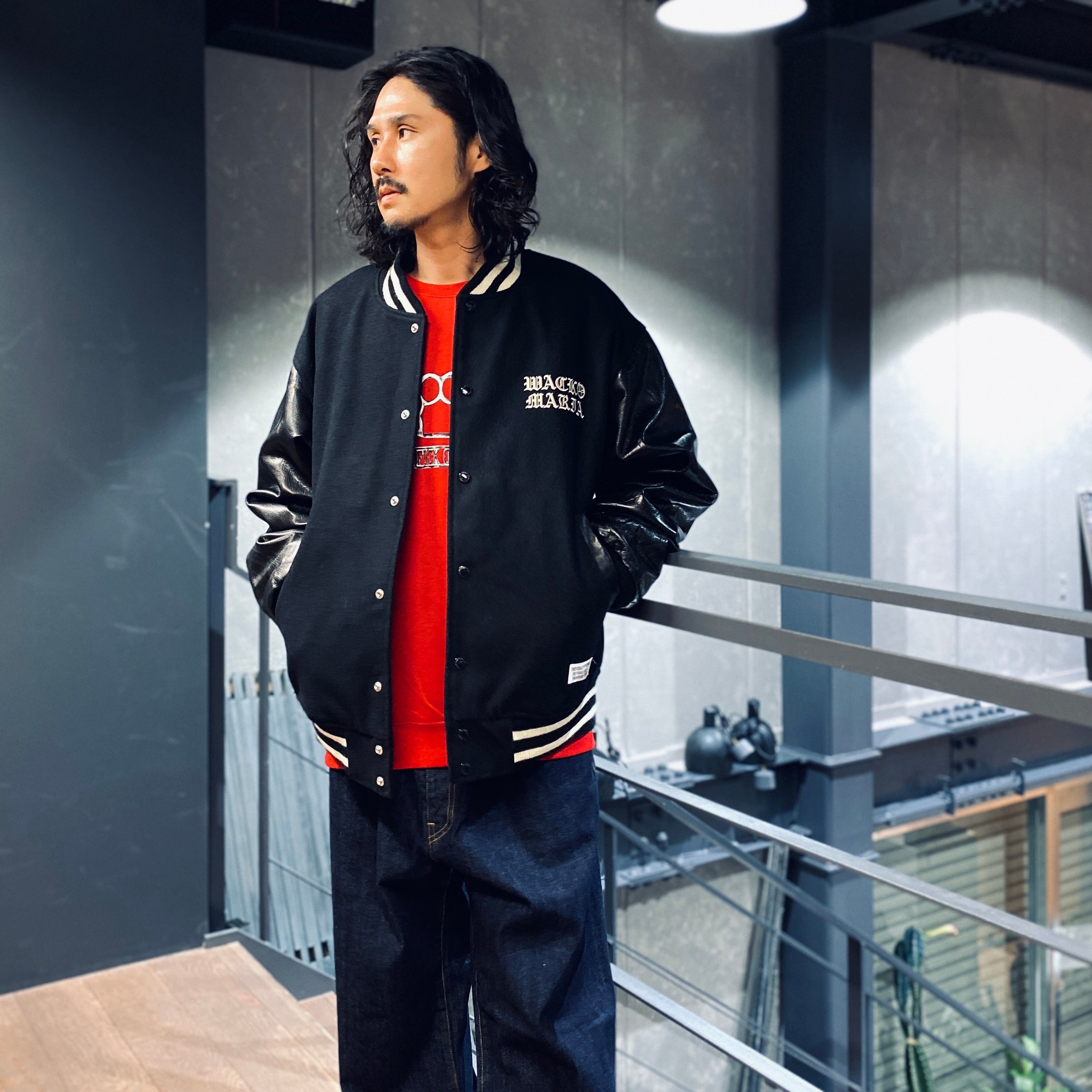 LEATHER VARSITY JACKET -B- -TYPE 2- #BLACK [23FW-WMO-BL07