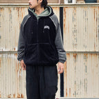 VELOUR PIPING HOODED JKT #Black [FW25-JK10]