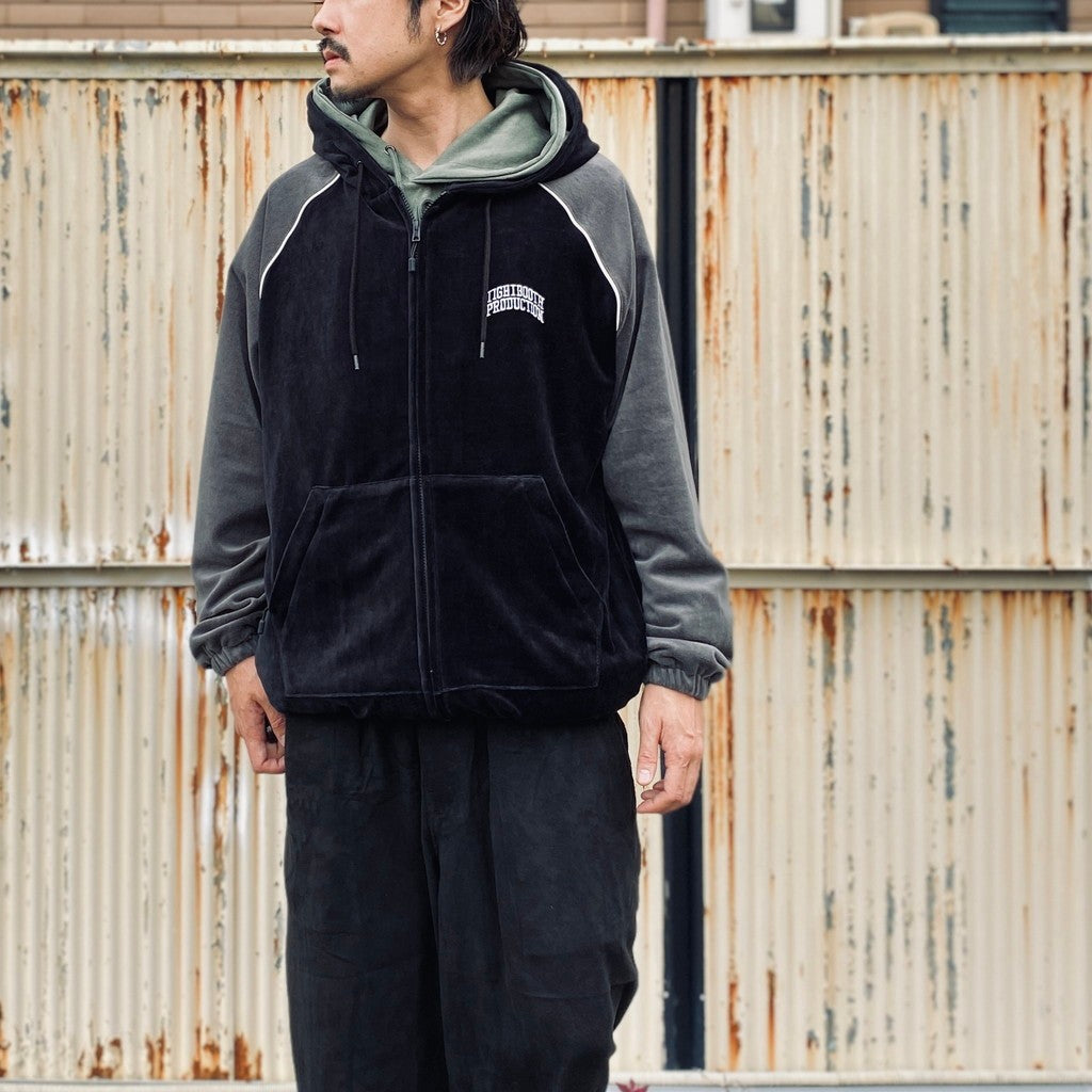 VELOUR PIPING HOODED JKT #Black [FW25-JK10]