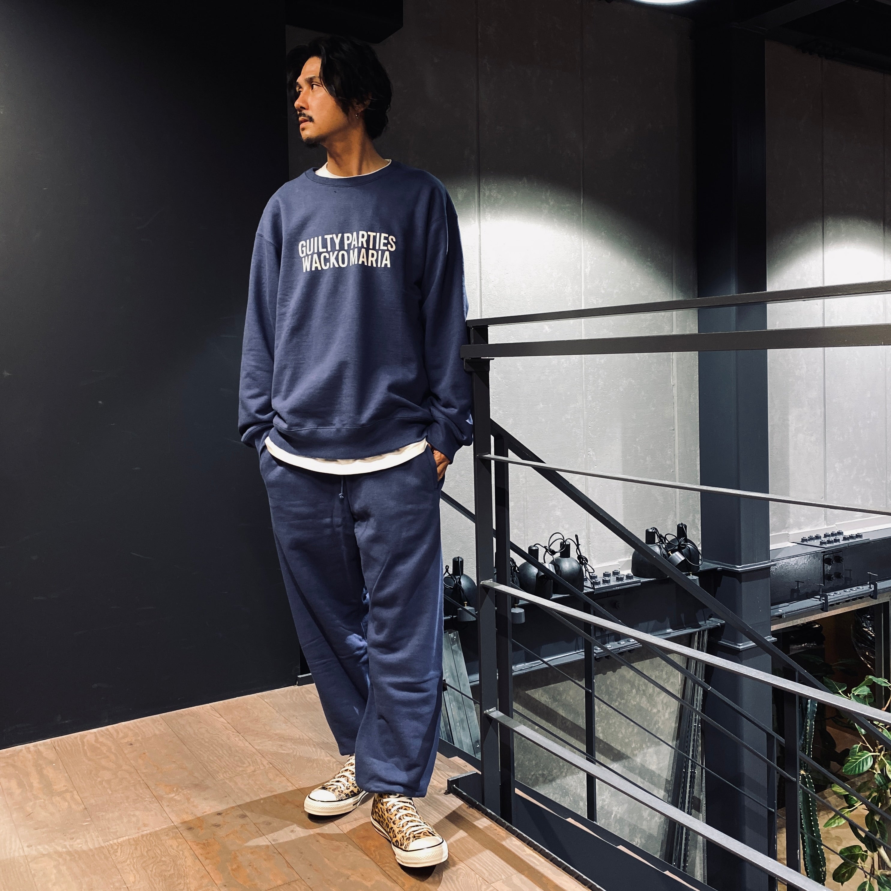 WACKO MARIA ワコマリア 23AW HEAVY WEIGHT CREW NECK SWEAT SHIRT ヘヴィーウェイト フロントロゴクルーネックスウェットトレーナー ネイビー 23FWE-WMC-SS04