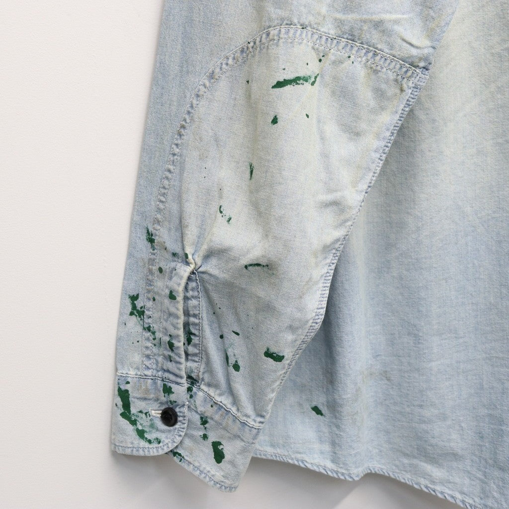 PAINT STAINED CHAMBRAY SHIRT, VENT HOLES #AGED INDIGO [BW252-PSCSV]