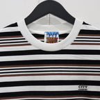 EMBROIDERED LOGO MULTI BORDER L/S T-SHIRT #BROWN / WHITE [CCC-253C007]