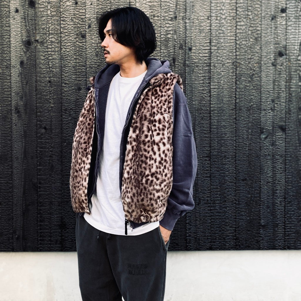 WILD THINGS | LEOPARD FUR HAPPY VEST ( TYPE-2 ) #L-PINK [26FW-WMO-WT06]