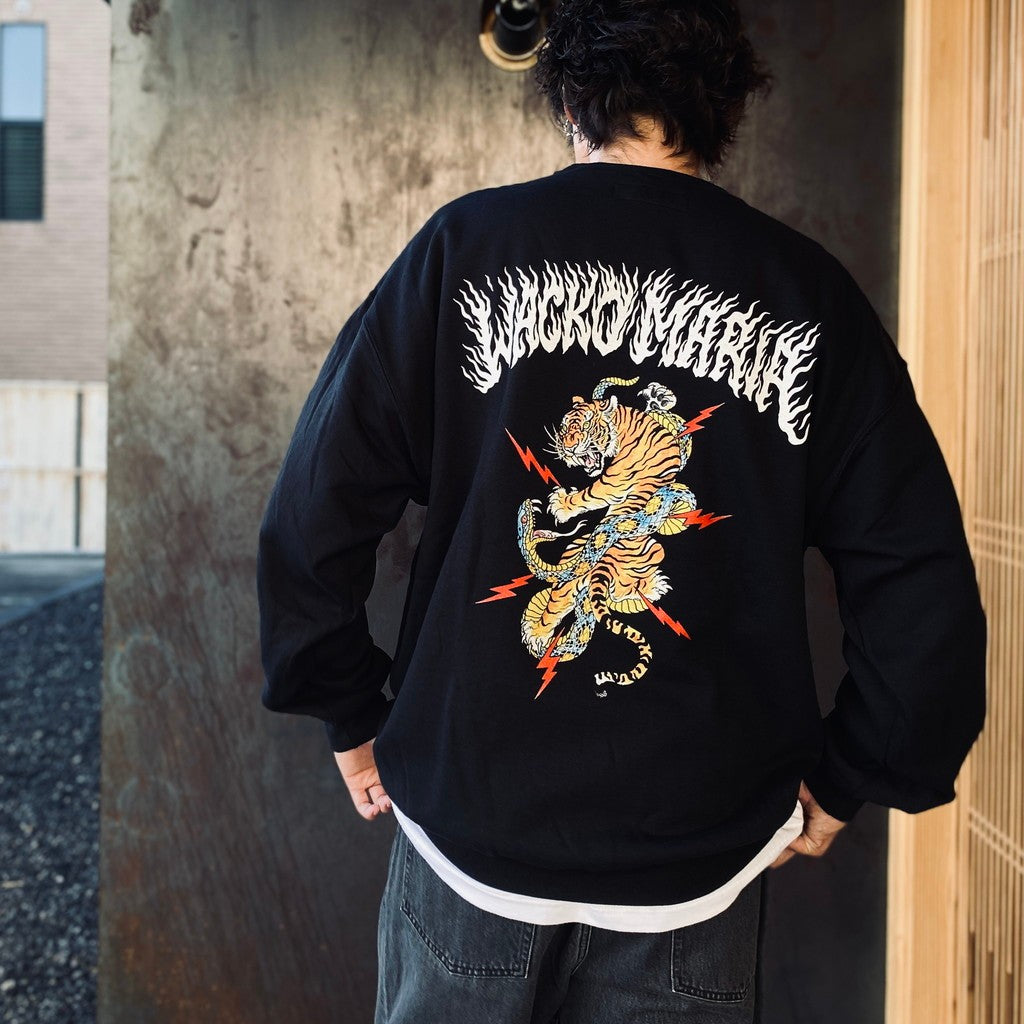 TIM LEHI | CREW NECK SWEAT SHIRT ( TYPE-1 ) #BLACK [25FW-WMC-SS10]