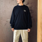 WASHED MIDDLE WEIGHT CREW NECK SWEAT SHIRT ( TYPE-2 ) #BLACK/WHITE [26FWE-WMC-SS04]